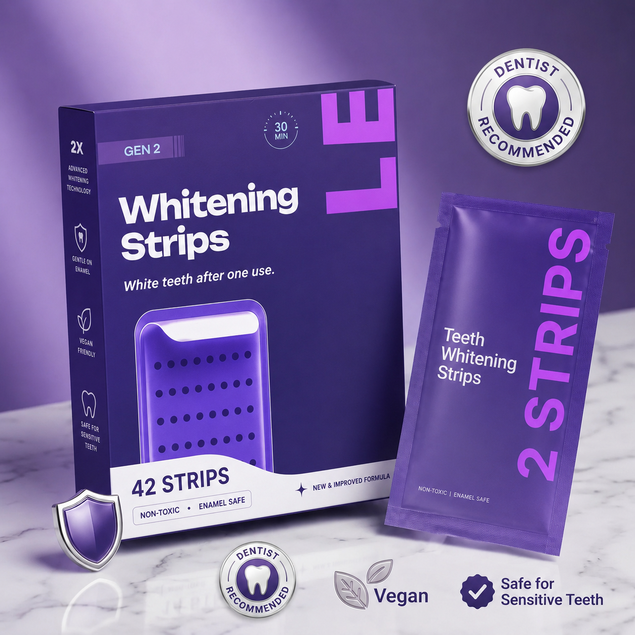 🔥💜🦷Natural Formula Purple Whitening Strips✨-Viral