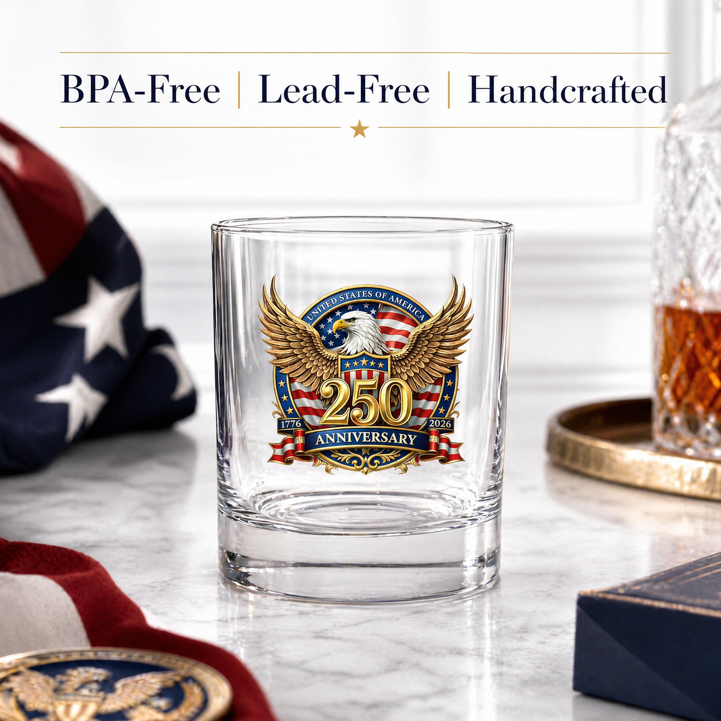 Last Day 49% OFF🔥250th Anniversary American   Patriotic Whiskey Glass (1776 – 2026)-Viral