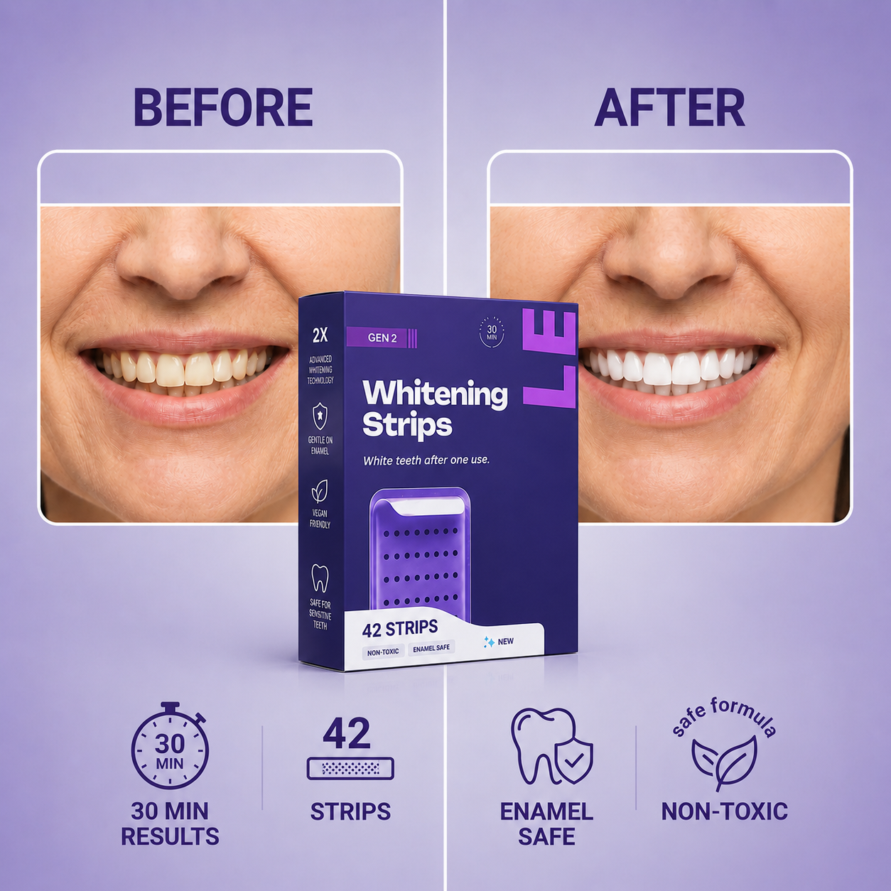 🔥💜🦷Natural Formula Purple Whitening Strips✨-Viral