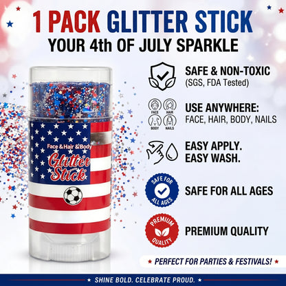 🦅4th of July Glitter Stick✨🔔Red, White & Blue Body & Hair Sparkle-edition