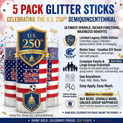 🦅4th of July Glitter Stick✨🔔Red, White & Blue Body & Hair Sparkle-edition