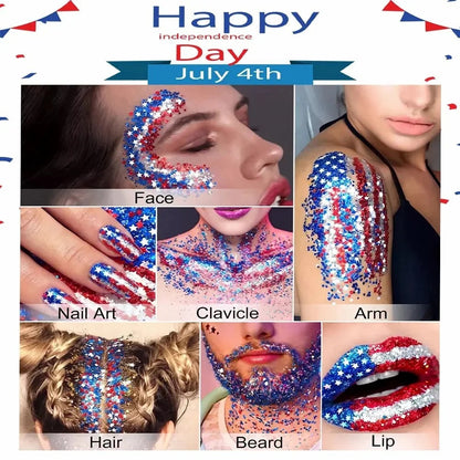 🦅4th of July Glitter Stick✨🔔Red, White & Blue Body & Hair Sparkle-edition